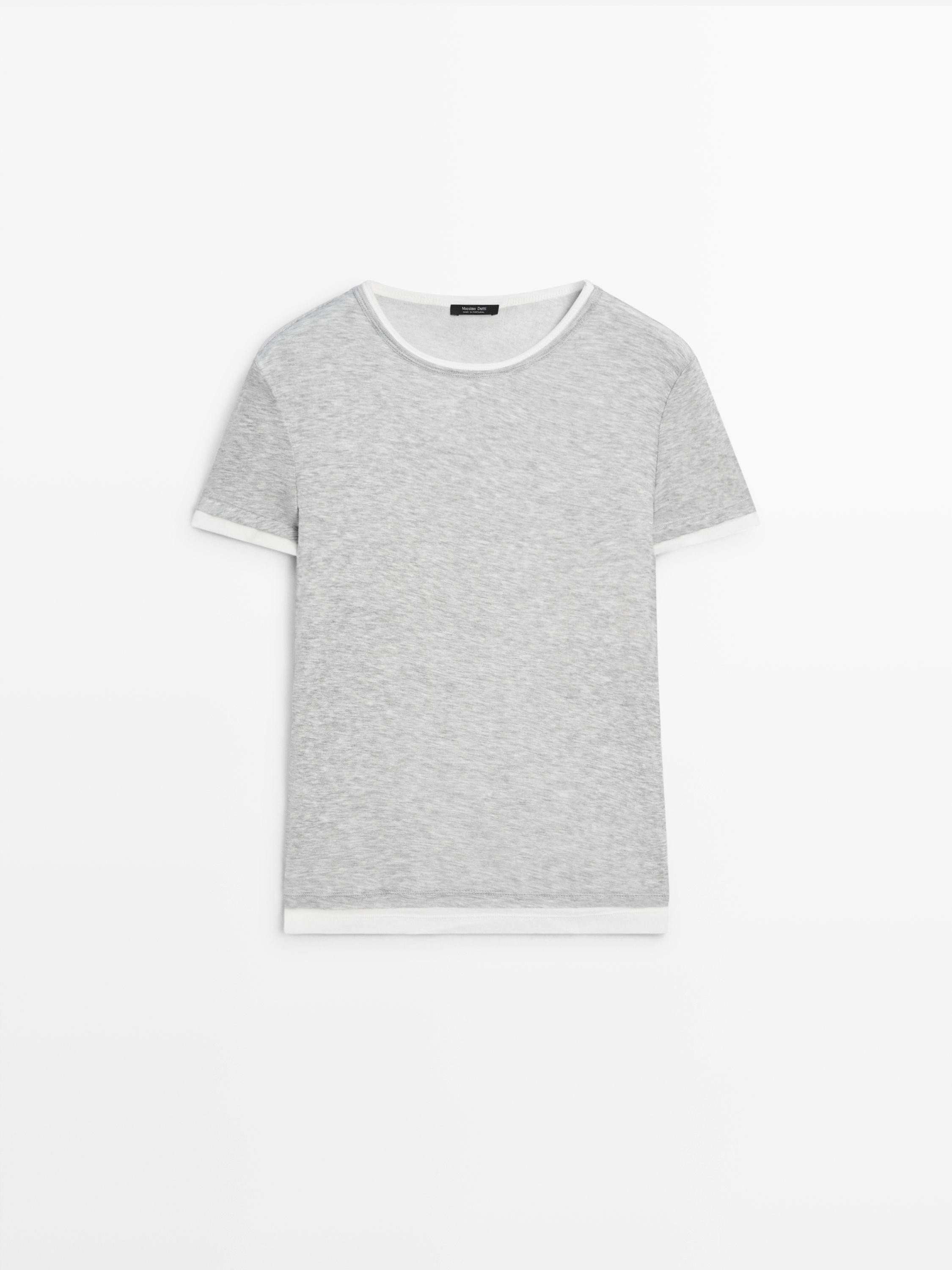 Short sleeve T-shirt with double trim | Massimo Dutti UK