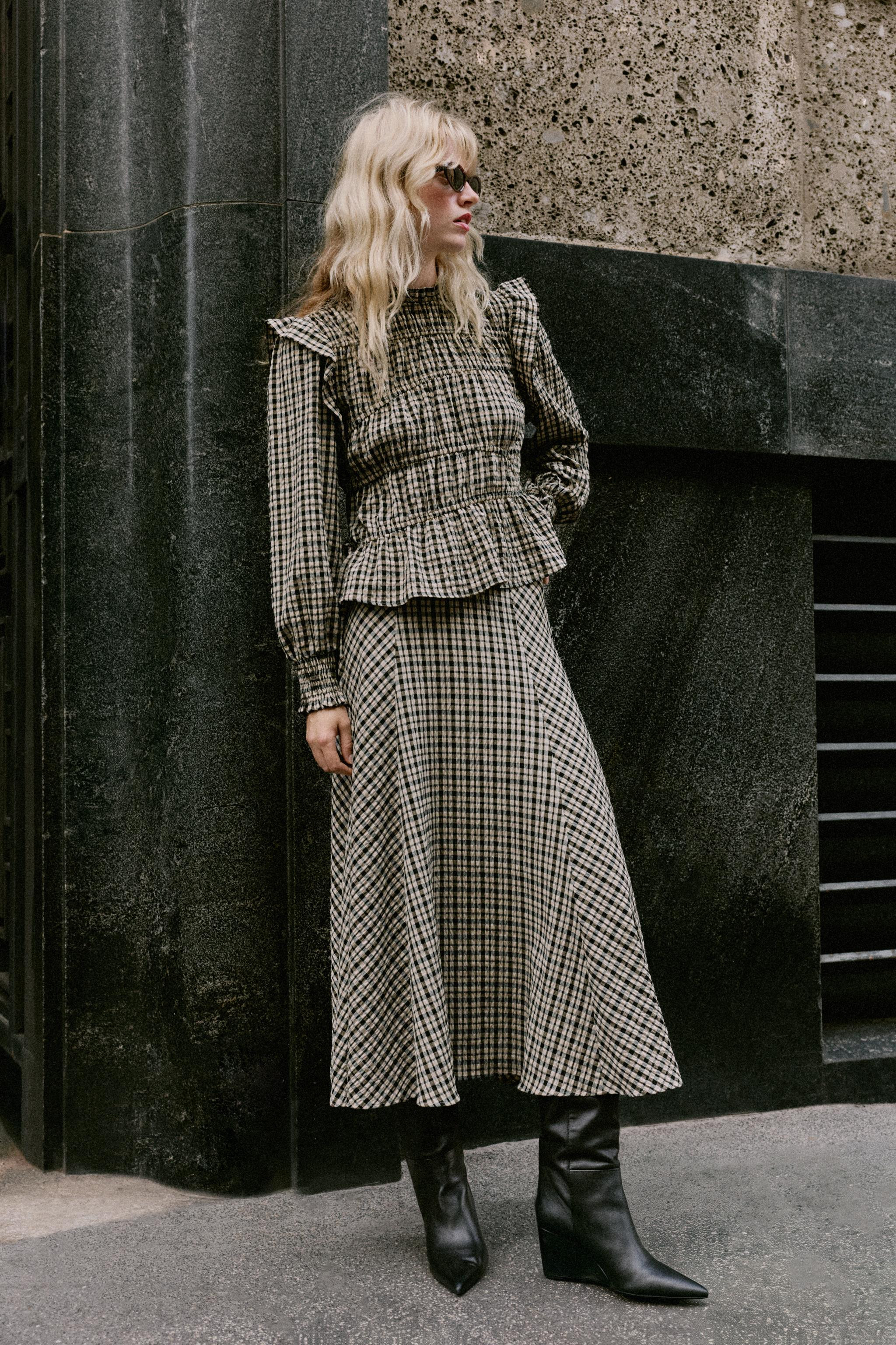 PLAID MIDI SKIRT | Zara US