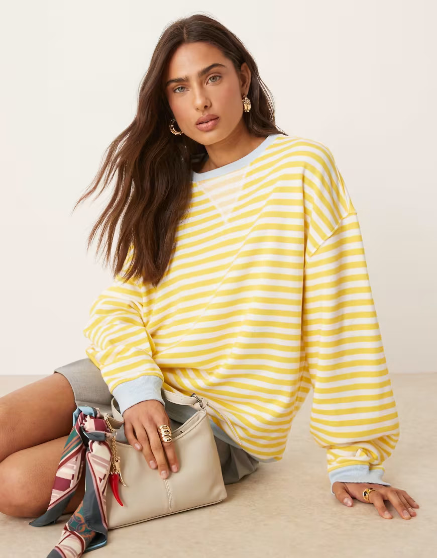 Free People classic striped crew neck sweatshirt in multi | ASOS (Global)