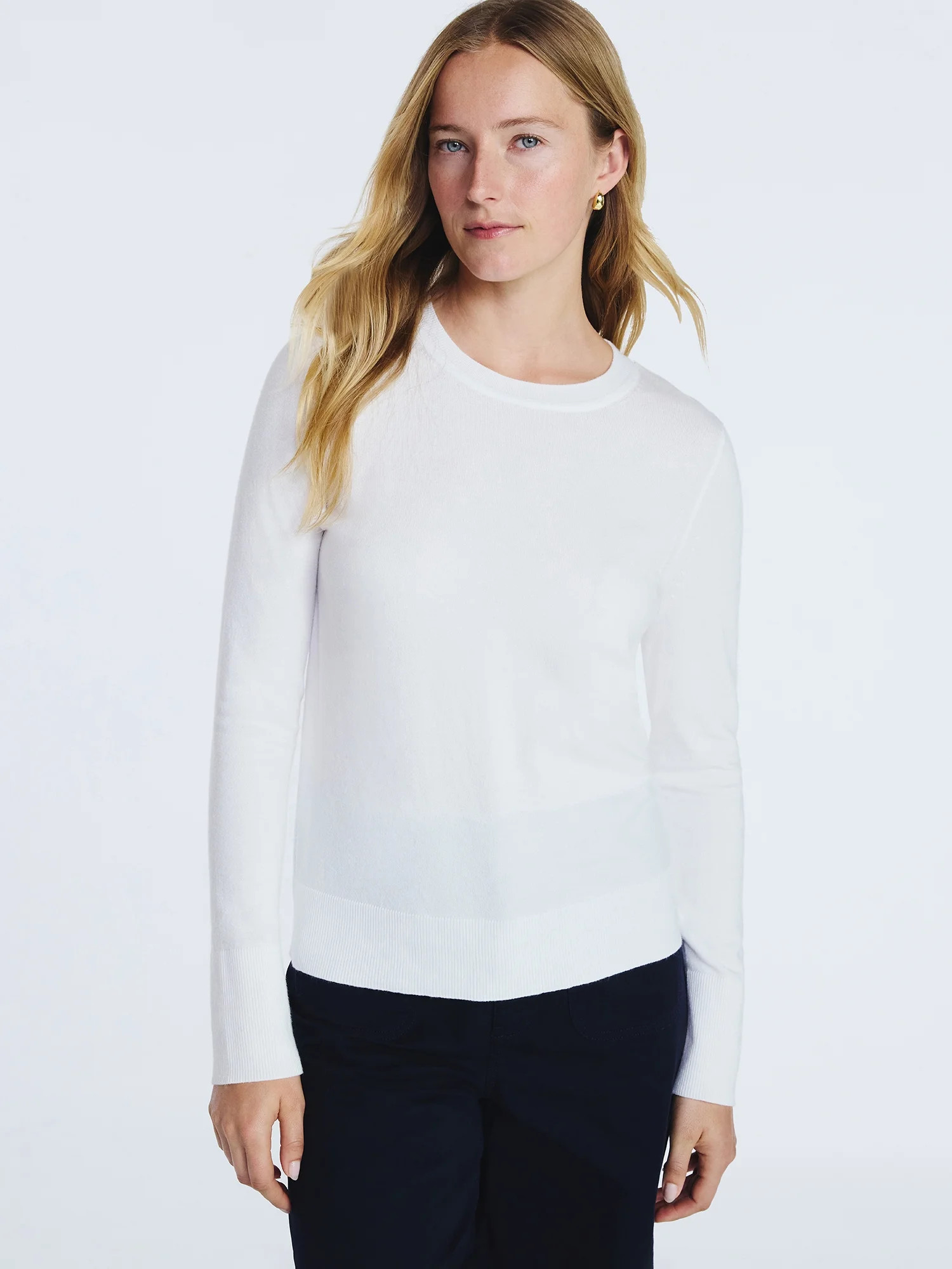 Free Assembly Women's Cozy Yarn Crewneck Sweater with Long Sleeves, Lightweight, Sizes XS-XXL | Walmart (US)