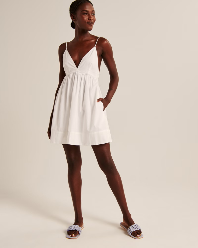 V-Neck Babydoll Mini Dress | Abercrombie & Fitch (US)