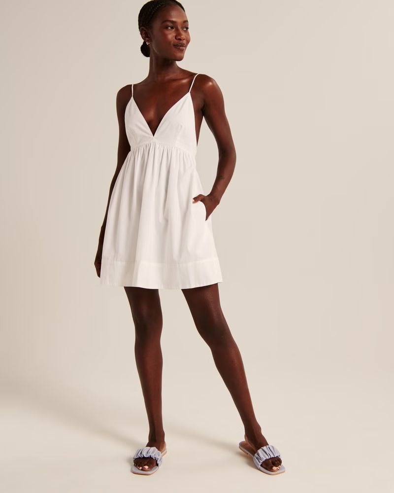 Women's V-Neck Babydoll Mini Dress | Women's | Abercrombie.com | Abercrombie & Fitch (US)