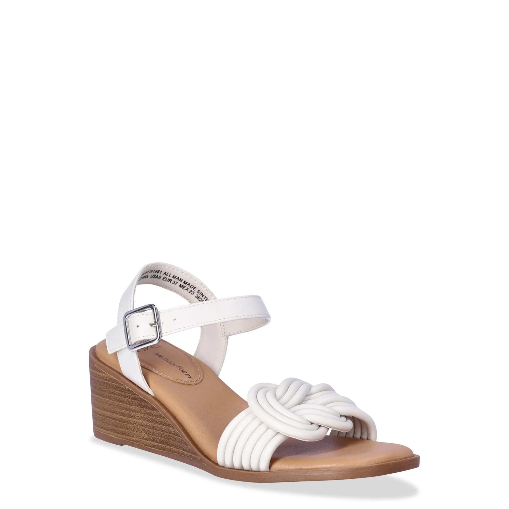 Time and Tru Women's Mid-Heel Knot Wedge Sandals | Walmart (US)