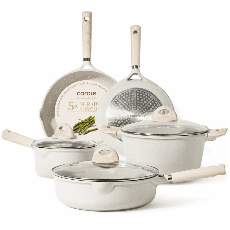 FLASH SALE! Save $70 dollars!!! Only $49.99. 😍 Nonstick Pots and Pans Set, 8 Pcs Beige Granite.

#LTKHome #LTKU #LTKFindsUnder50