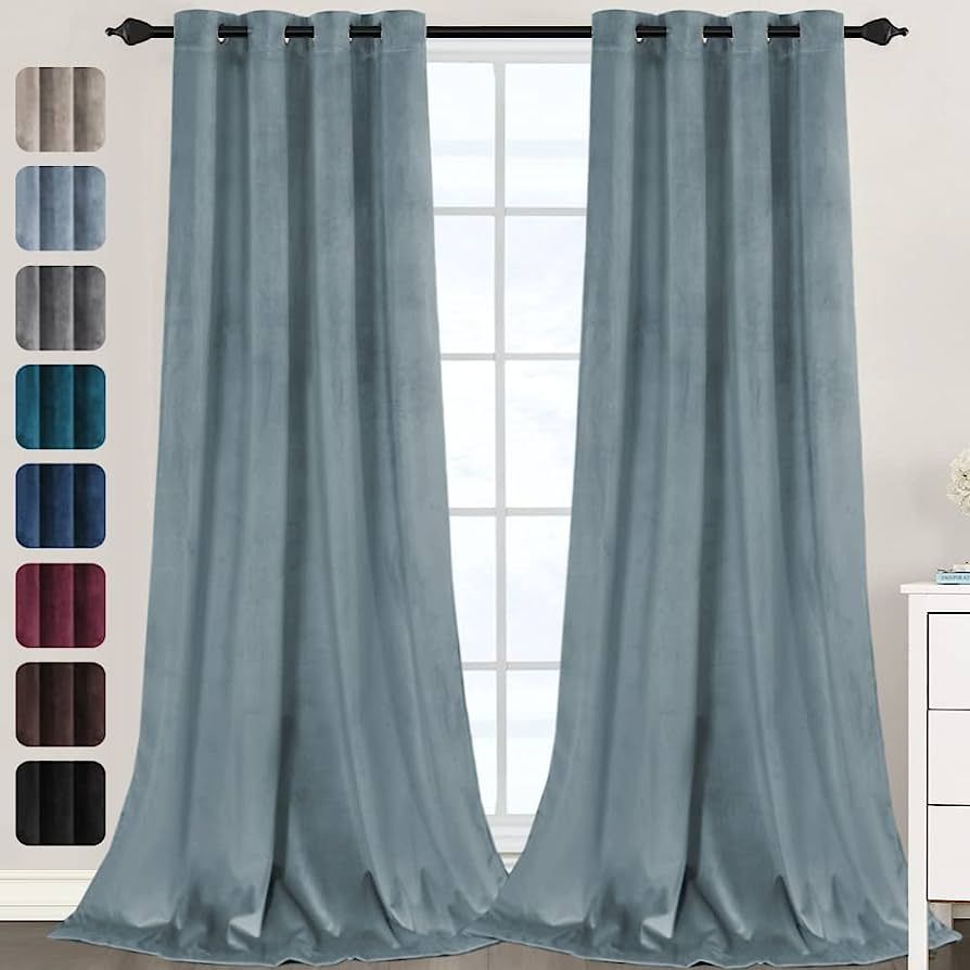 Luxury Velvet Curtains for Living Room 108 Inches Room Darkening Super Thick Soft Velvet Textured... | Amazon (US)