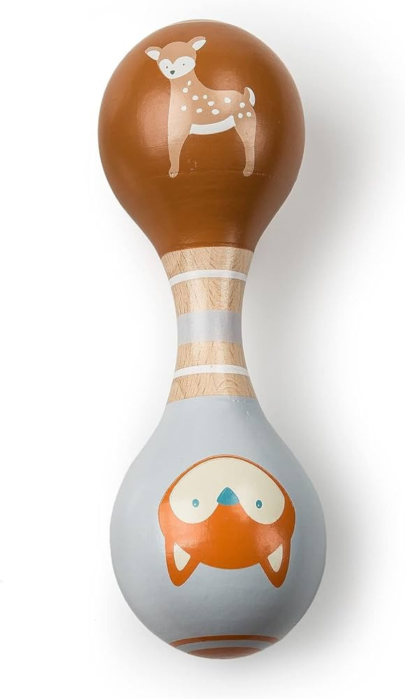Mary Meyer Leika Wooden Toys Baby Rattle, 5.5-Inches, Fox & Fawn | Amazon (US)