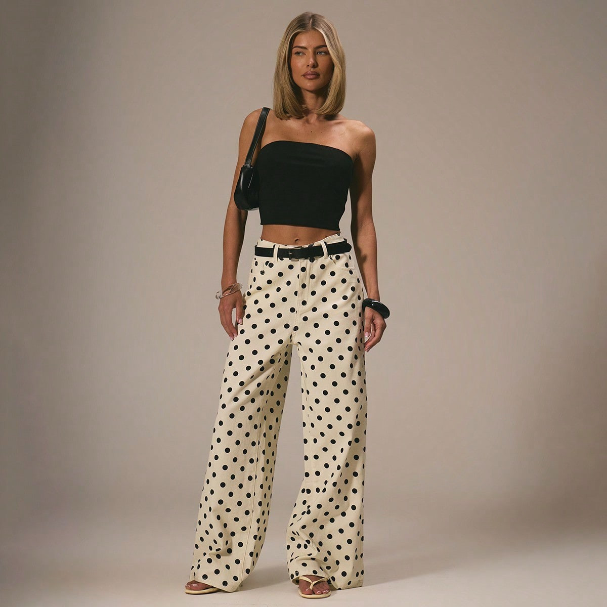 MUSERA Cute Polka Dot Spring Summer Dainty Denim Straight Leg Mid Rise Jeans Ibiza Holiday Casual | SHEIN