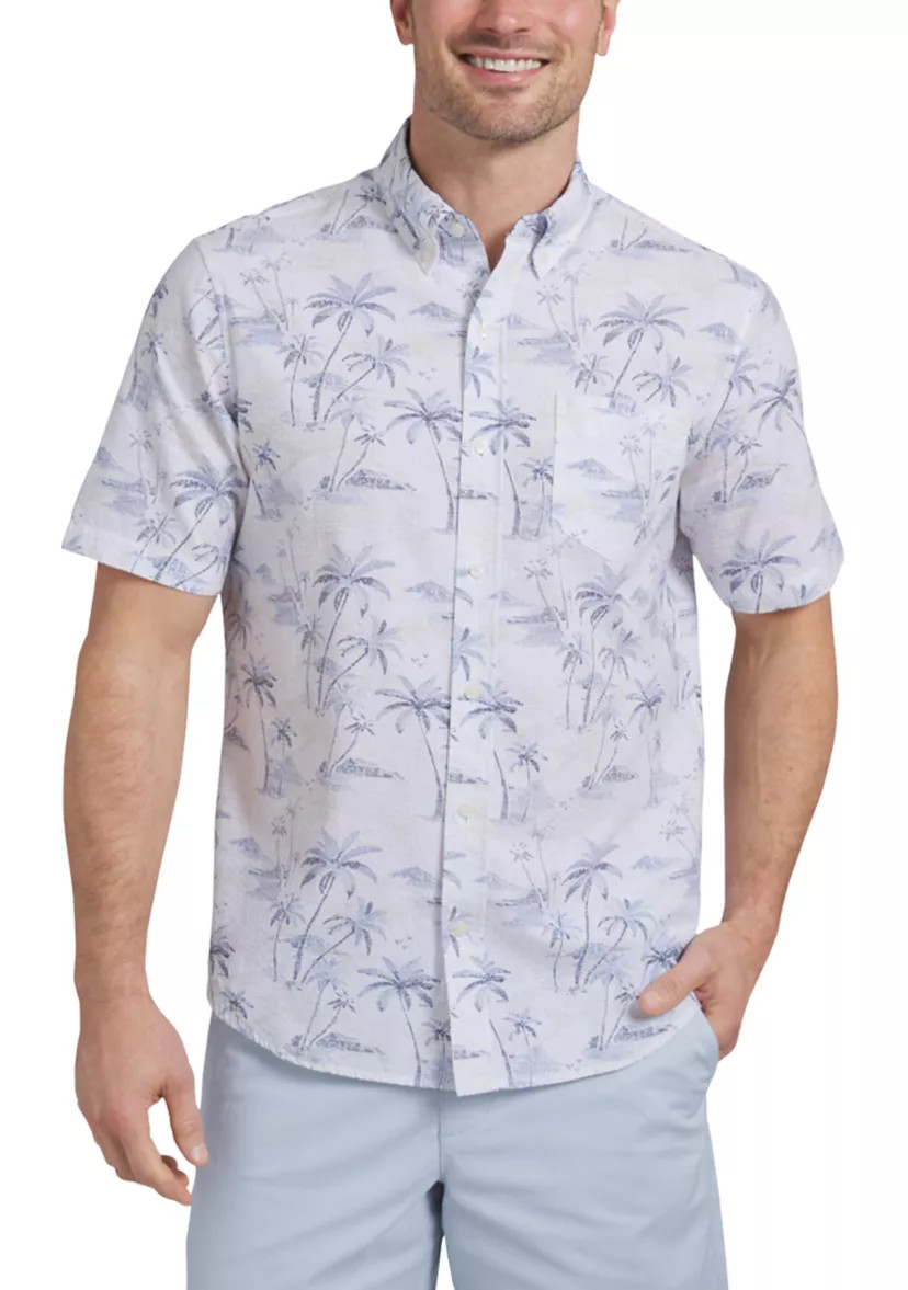 Men's Printed Seersucker Button Down Shirt | Belk