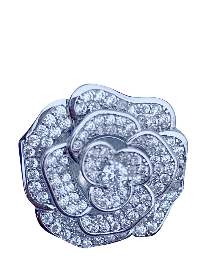 QueenMee Embellished Rose Brooch, Silver | John Lewis (UK)