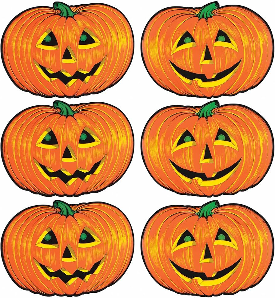 Beistle 6 Piece Paper Jack-O-Lantern Cut Outs, Halloween Party Decorations, Fall D\u00e9cor, Made... | Amazon (US)