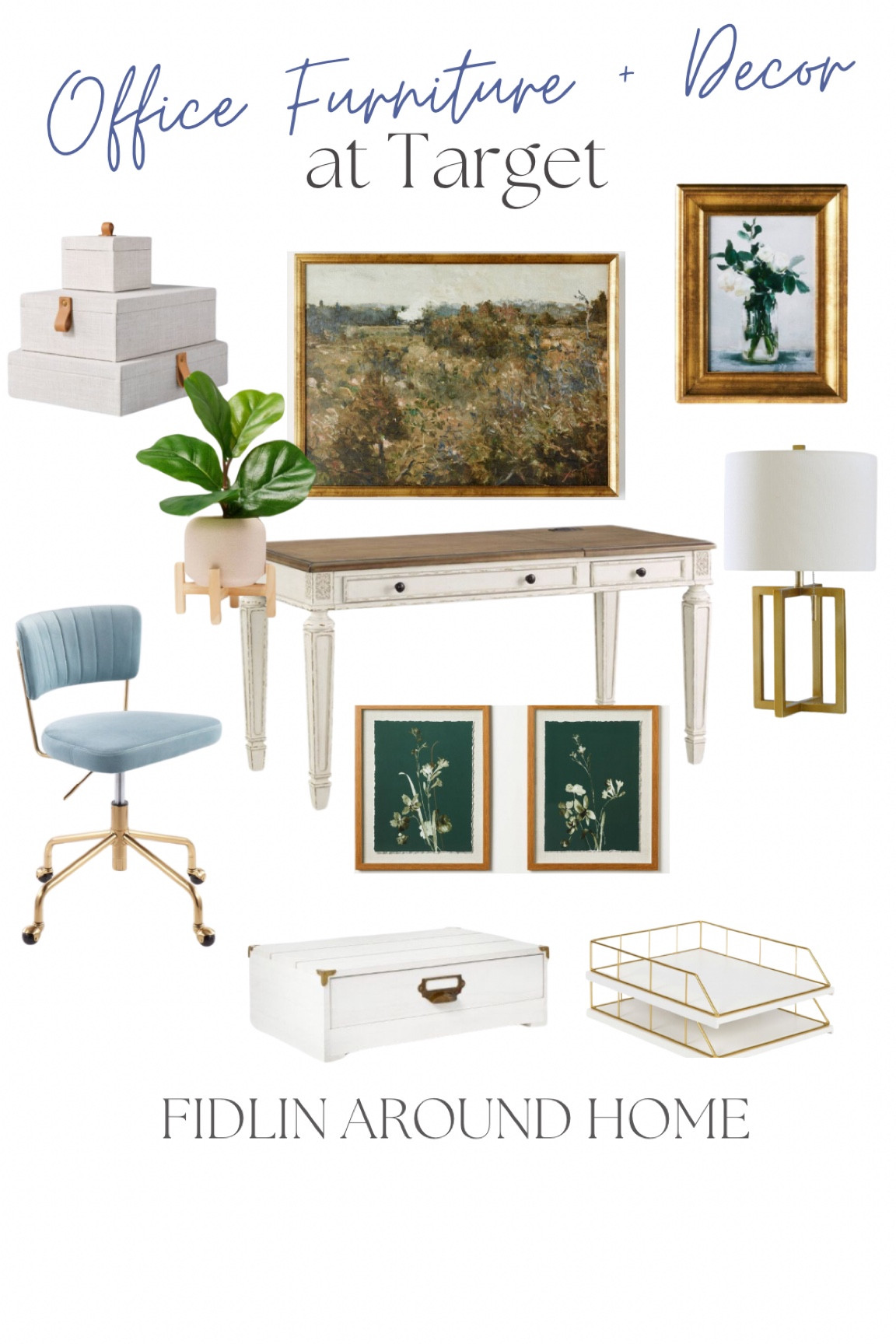 Office furniture and decor at Target; desk, chair, lamps,
Framed art, organizational accessories, etc! 

#LTKhome