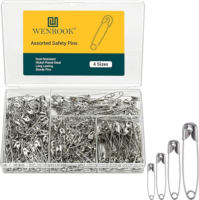 300 Pack Safety Pins Assorted, 4 Different Sizes, Strong Nickel Plated Steel, Safety Pins for Clo... | Amazon (US)