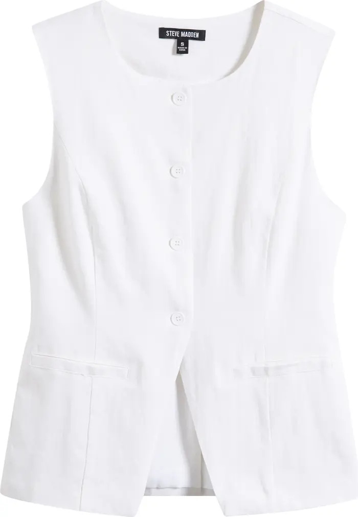 Wesley Linen Blend Button-Up Vest | Nordstrom