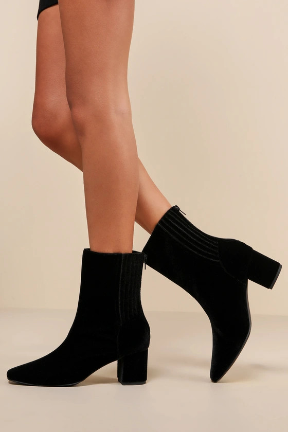 Clive Black Velvet Ankle Booties | Lulus (US)