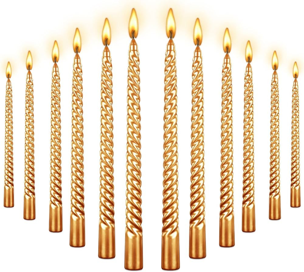 10 Inch Taper Spiral Candle- Set of 12 Tapered Candle, 8 hrs,Smokeless,Long Candle,Tall Candlesti... | Amazon (US)