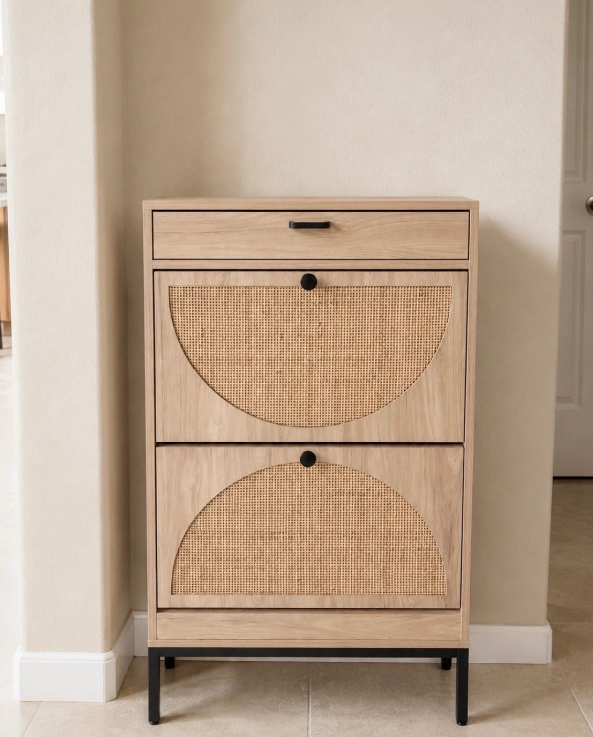 this McGee style shoe cabinet is only $94 right now 🙌

honestly looks SO much more expensive in person and has been one of my favorite small space finds lately

✔ hides up to 12 pairs of shoes
✔ slim profile for entryways or hallways
✔ warm wood + cane detail
✔ top drawer storage
✔ doesn’t take up a ton of space

it gives that elevated designer look while still being really functional 👏

it’s over 50% OFF right now and these usually go fast when they drop under $100

#LTKMothersDay #LTKdayinmylife #LTKmomlife