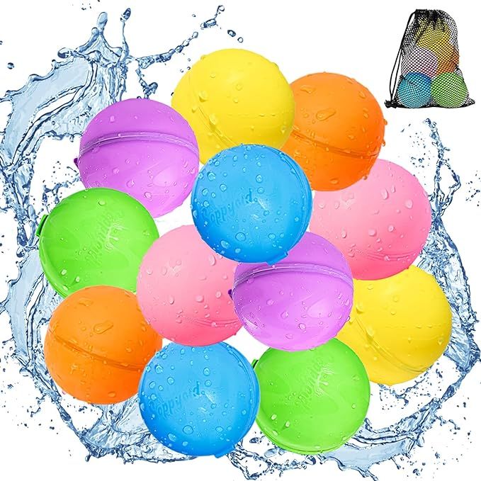 SOPPYCID Reusable Magnetic Water Balloons, 12 Pack Refillable Water Bombs Self Sealing Quick Fill... | Amazon (US)
