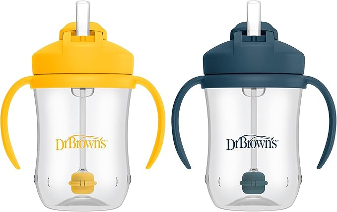 Dr. Brown's Milestones Baby's First Straw Cup, Training Cup with Weighted Straw, 9oz/270mL, Dark ... | Amazon (US)