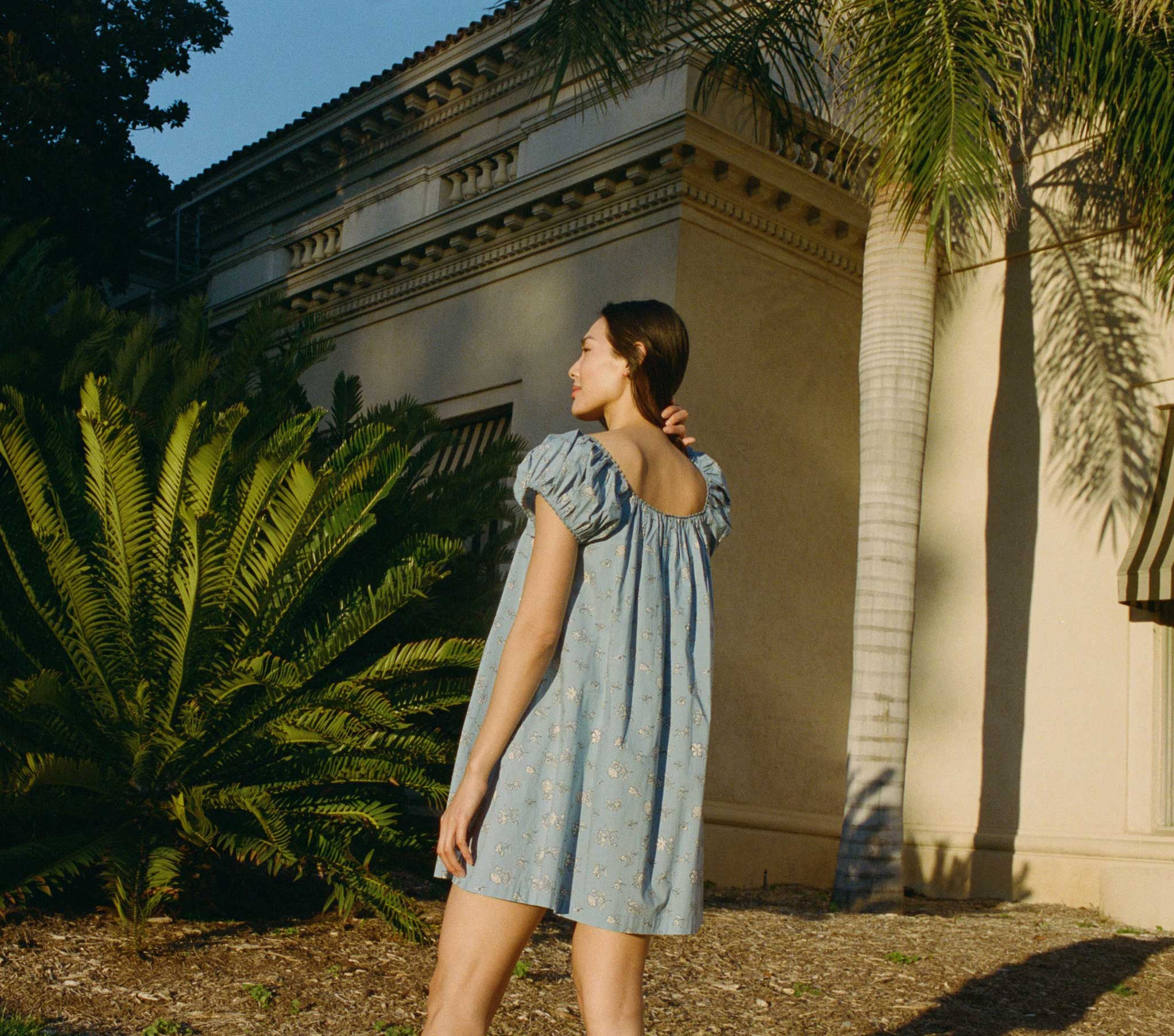 Julie Dress - Sky Bouton De Rose | DÔEN | DOEN