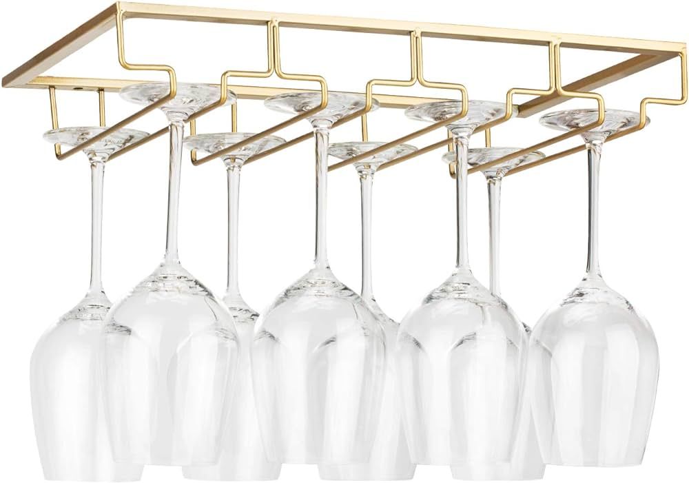 Wine Glass Rack Under Cabinet - Stemware Holder Metal Wine Glass Organizer Glasses Storage Hanger... | Amazon (US)