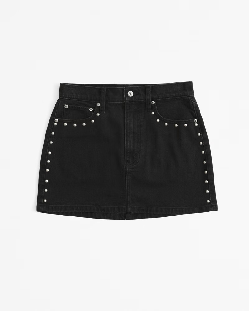 Abercrombie & Fitch Women's Denim Studded Mini Skirt in Black - Size 31 | Abercrombie & Fitch (US)