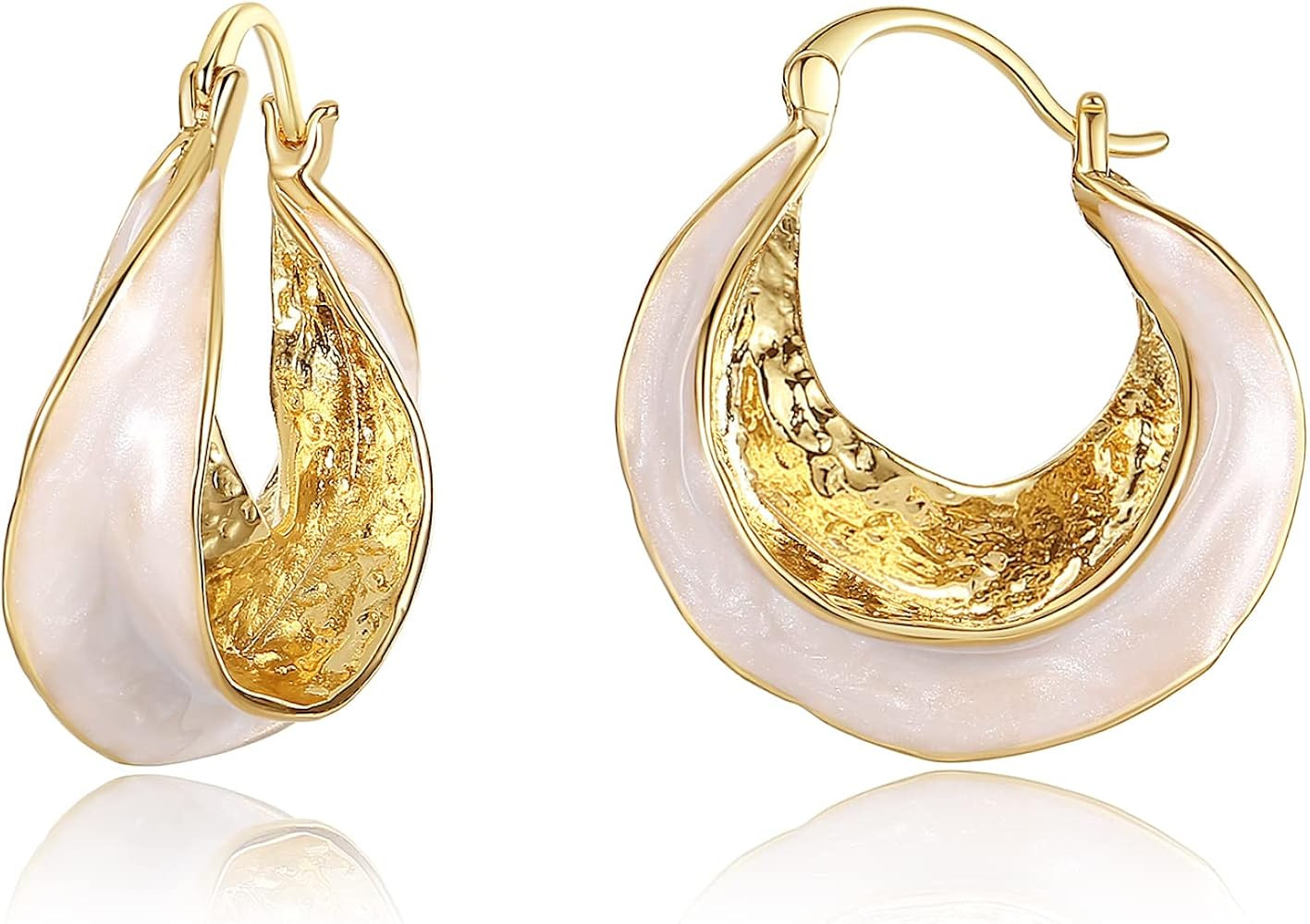 18K Hammered Gold African Enamel Hoop Earrings for Women | Amazon (US)