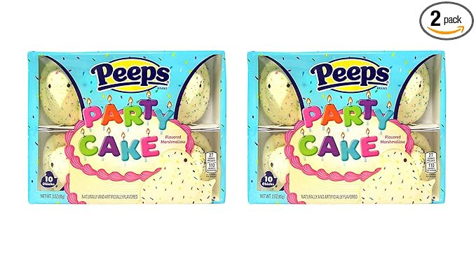 Party Cake Flavored Easter Peeps Marshmallow Chicks Candy Basket Stuffers, 3 Ounces, Pack of 2 | Amazon (US)