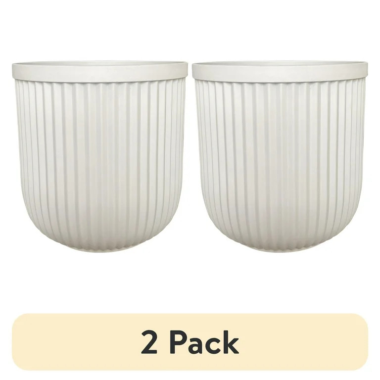 (2 pack) Better Homes & Gardens 16"W x 16"L x 15.8"H Ellan White Resin Plant Pot Planter - Walmar... | Walmart (US)