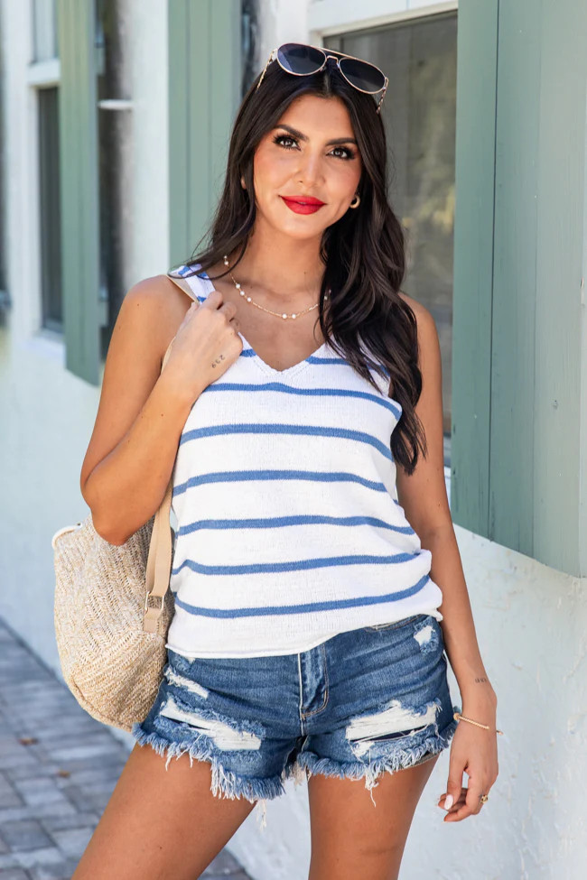 Wish You Well Blue Striped Sweater Tank | Pink Lily