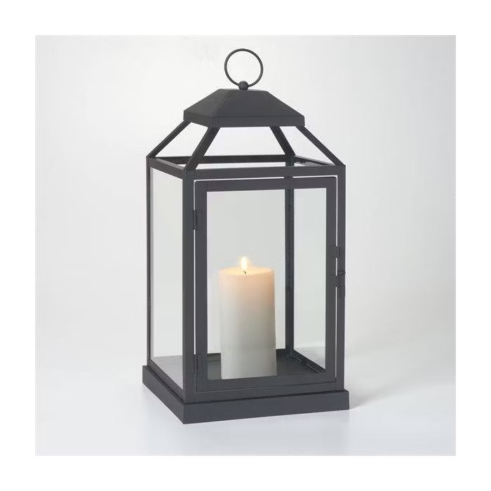 17" Gideon Metal Outdoor Lantern with Door Black - Smart Living | Target