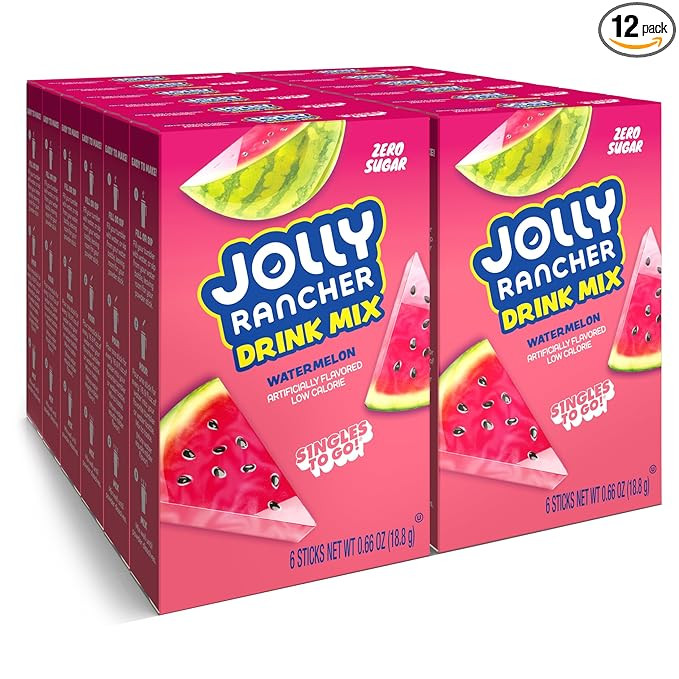 SINGLES TO GO! Jolly Rancher Rancher Water Drink Mix, Watermelon, 12 Boxes With 6 Packets Each, 7... | Amazon (US)