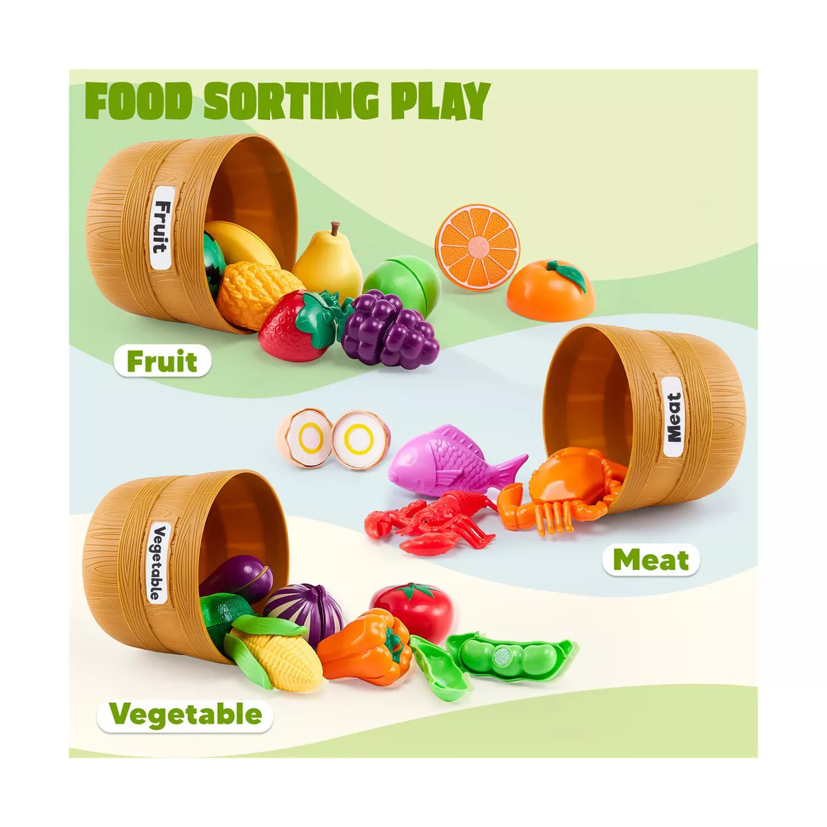 SYNCFUN Play Food Set for Kids Kitchen, Color Sorting Toy Food for Boys & Girls, Learning Toys Pr... | Target