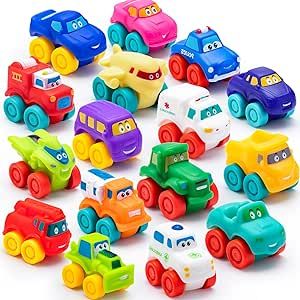 JOYIN Cartoon Cars, Soft Rubber Toy Car Set, Mini Toy Vehicles, Bath Toy Car for Toddlers, Gift f... | Amazon (US)