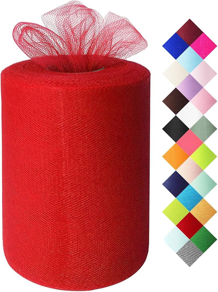 Red Tulle Fabric Roll 6 Inch X 300 FT (100 Yards) Matte Tulle Ribbon Netting Mesh Spool for DIY T... | Amazon (US)