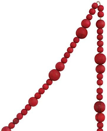 Creative Co-Op 72 Inch Paulownia Wood Bead Garland, Red | Amazon (US)