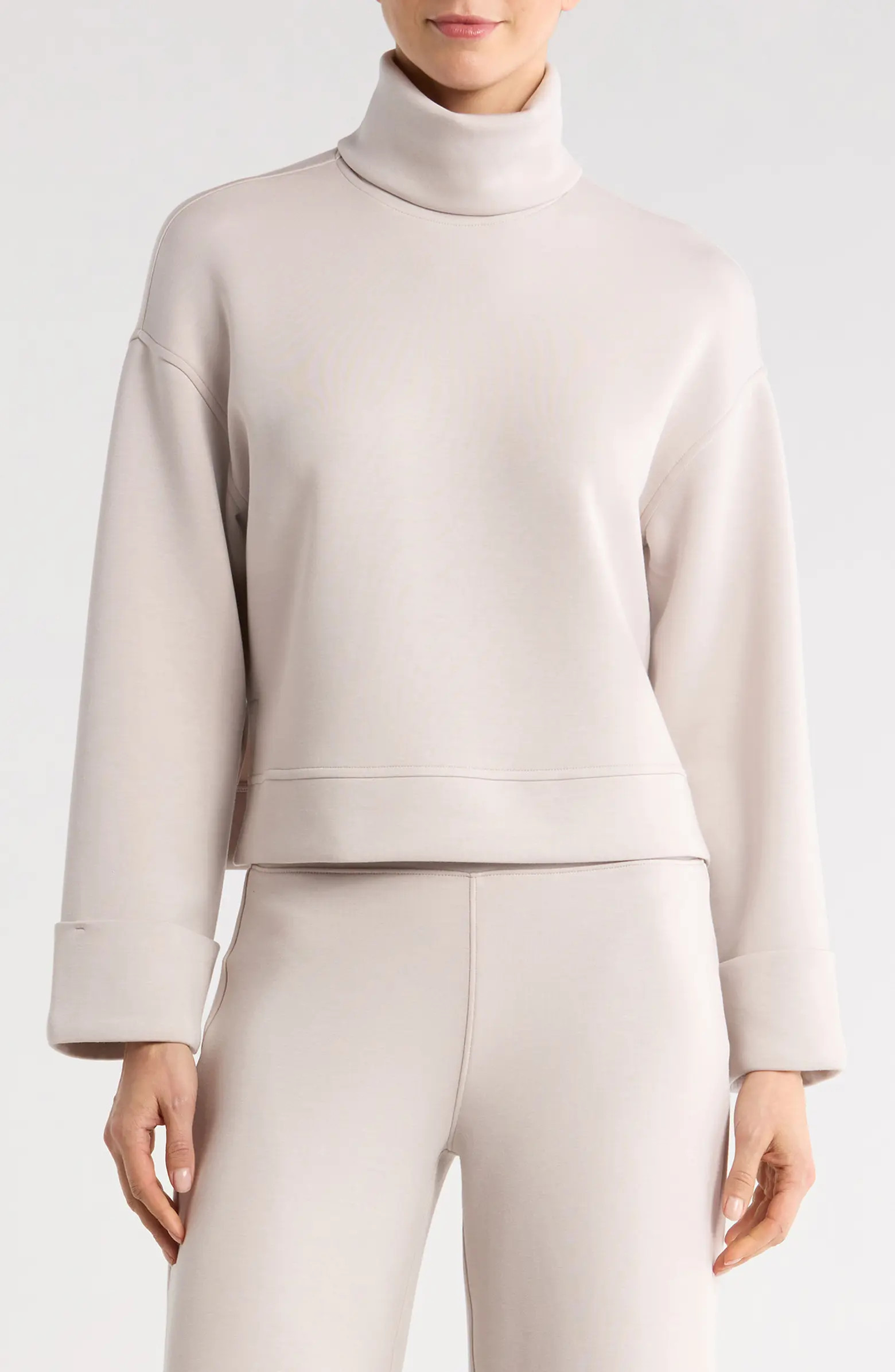 Cuffed Sleeve Crop Turtleneck Sweatshirt | Nordstrom