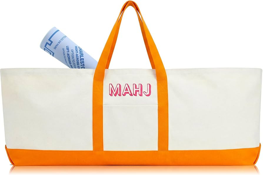 Mahjong Bag for Tiles and Racks Empty American Mahjong Tiles Carrying Tote 31.5 x 12 x 4 Inches C... | Amazon (US)