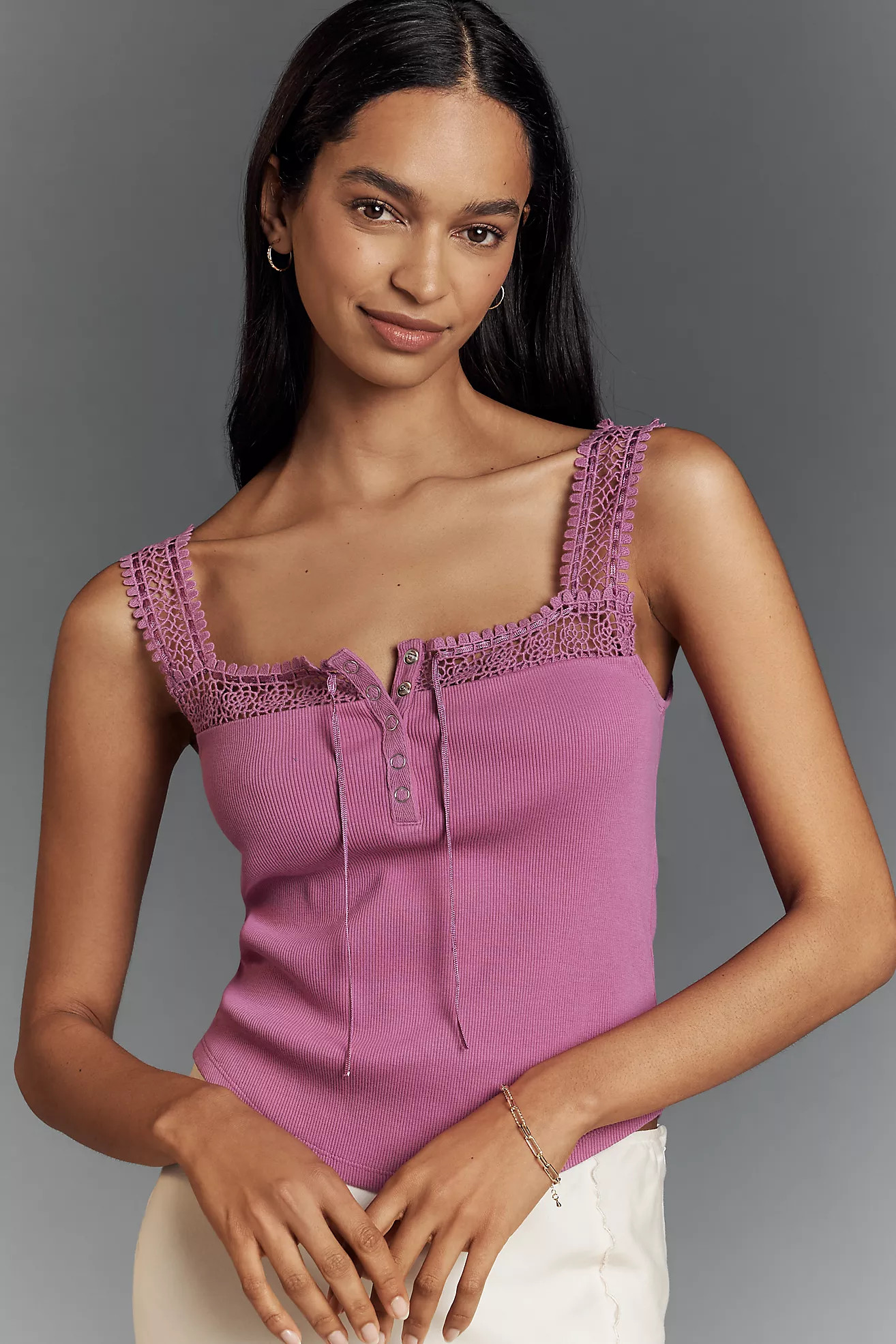 By Anthropologie Crochet-Trim Tank Top | Anthropologie (US)