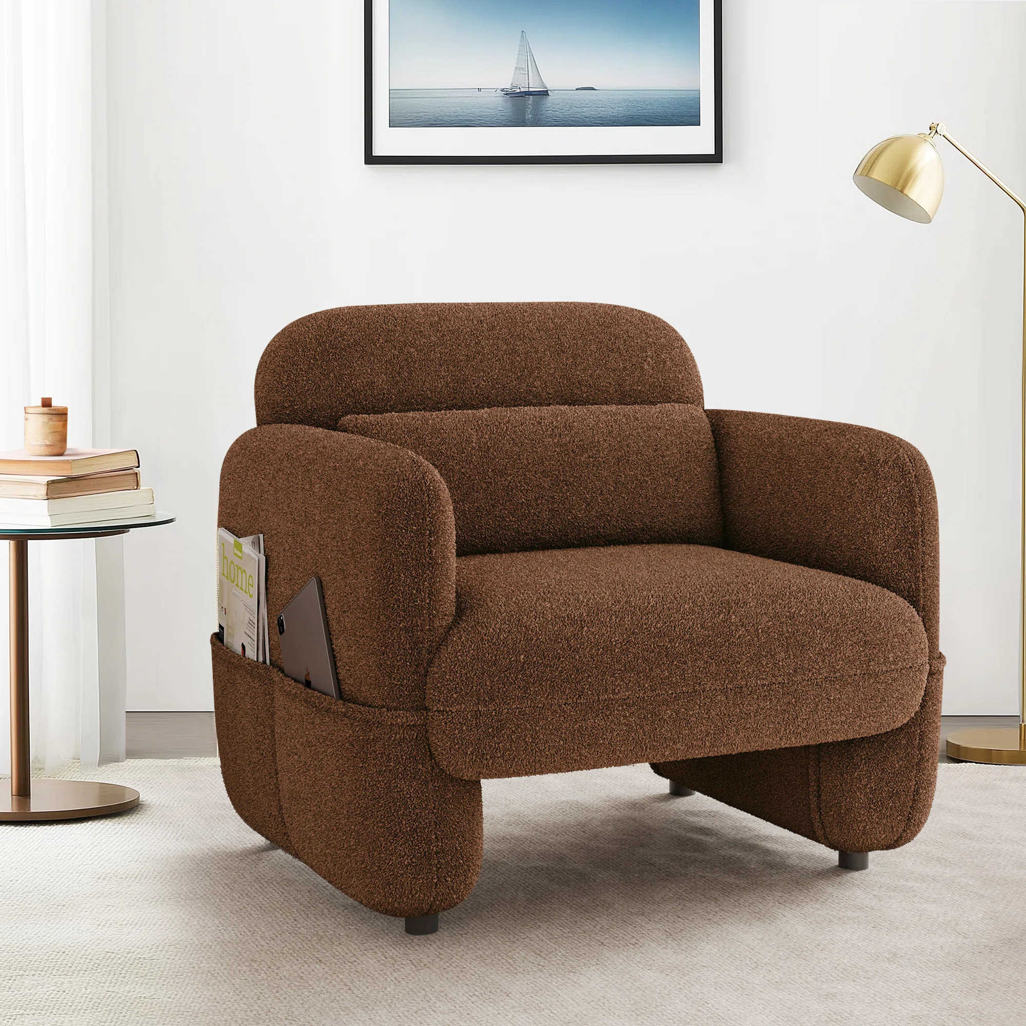 Wrought Studio™ 30.70″ Wide Accent Chair, Living Room Chair, Sherpa Armchair, Boucle Accent C... | Wayfair North America