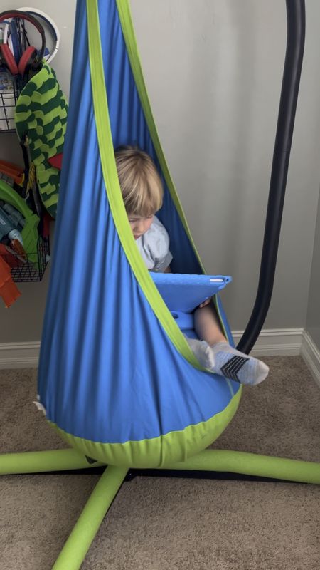 Pod swing for sensory seeking kids 👏 we placed on a stand but can be hung from the ceiling! 

Comes in a few other colors from Amazon

#LTKCyberWeek #LTKGiftGuide #LTKkids