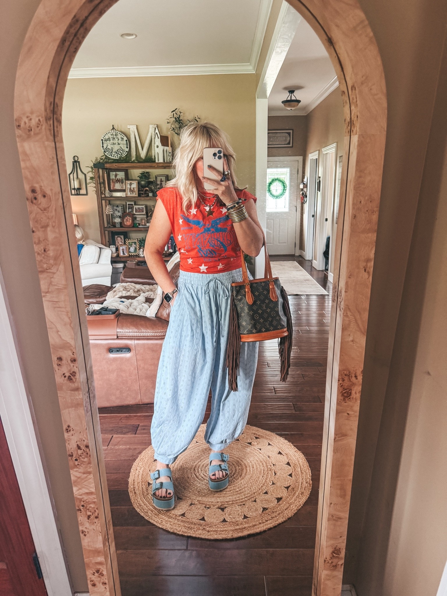Pants M
Muscle tank S
Sandals true to size 
Save on star necklaces with code MANDIE @beljoy

#LTKgrwm #LTKootd #LTKOver40