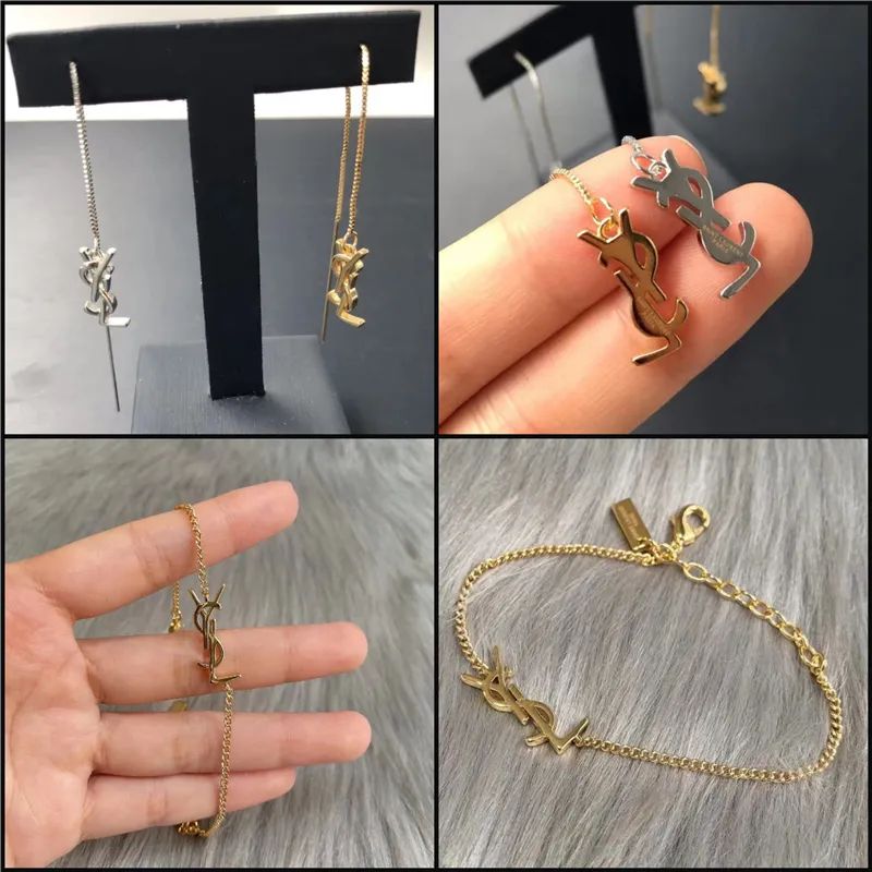 1:1 Dupe Pendants Swa-rovski Y-S-L Saint-Laurent Classic Bracelet and Earrings with Gift Box | DHGate