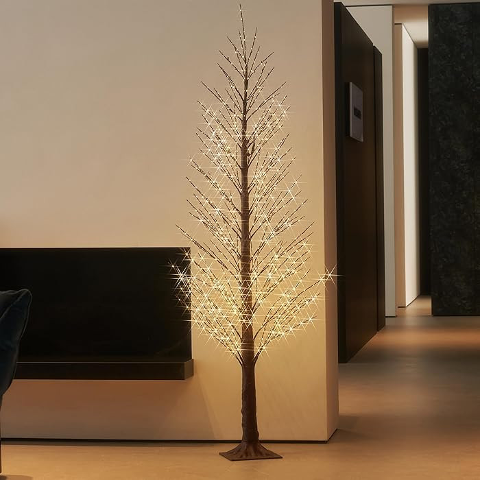 LITBLOOM Lighted Alpine Tree 6FT 810 LED Fairy Lights, Brown Twig Tree with Lights Plug in for In... | Amazon (US)