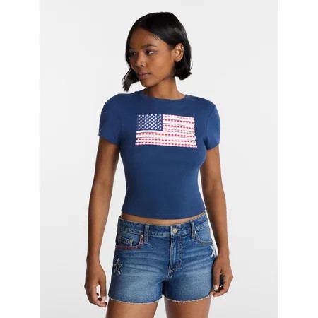 No Boundaries Americana Graphic Cotton Baby Tee Women s XXS-XXL | Walmart (US)