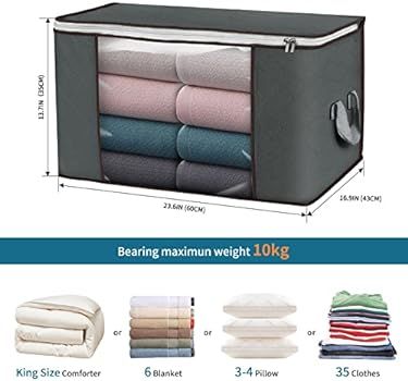 Large Storage Bags, 6 Pack Clothes Storage Bins Foldable Closet Organizers Storage Containers wit... | Amazon (US)