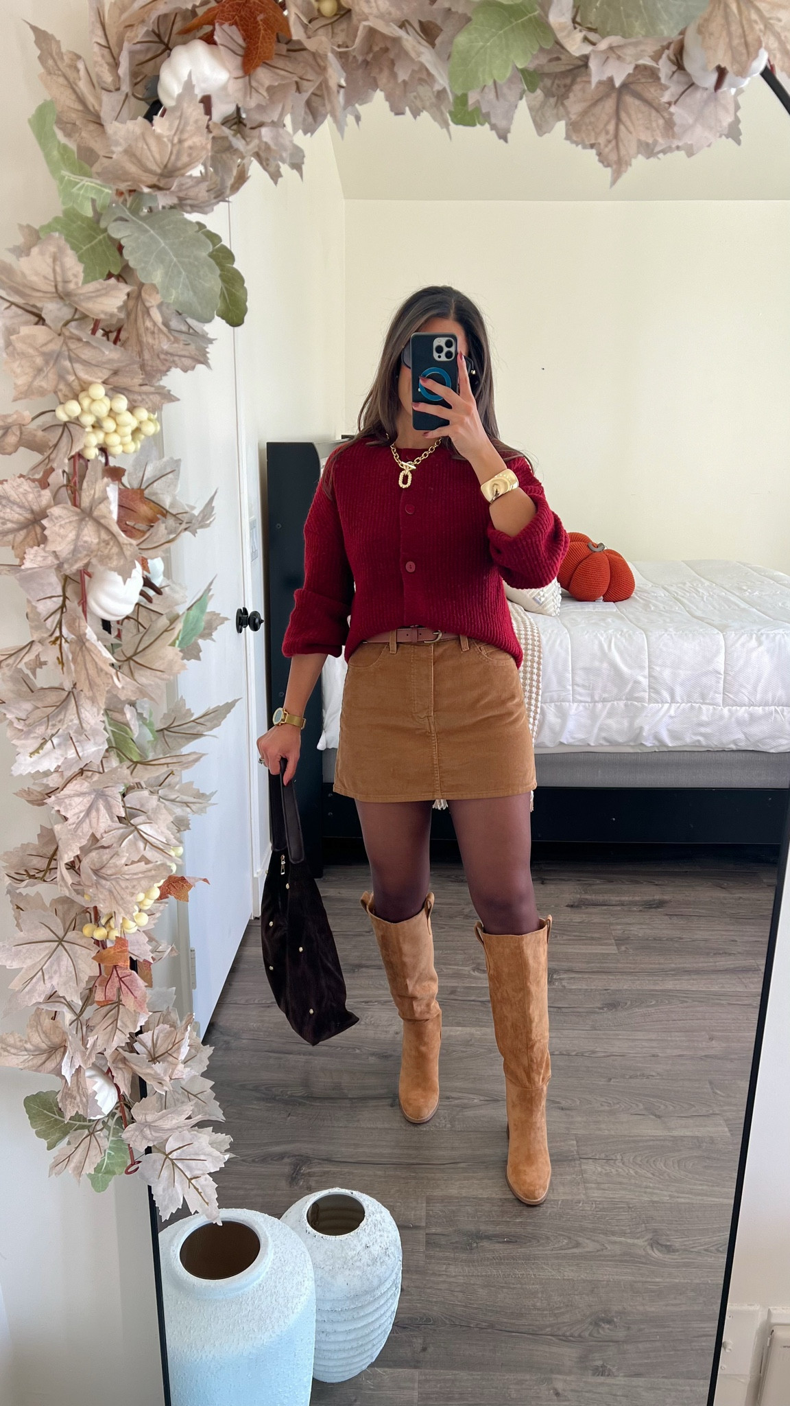 Casual chic Thanksgiving outfit idea. Loving this Levi’s corduroy skirt. Paired it with a burgundy cardigan and my favorite pantyhose.

#LTKStyleTip #LTKSeasonal #LTKFindsUnder50
