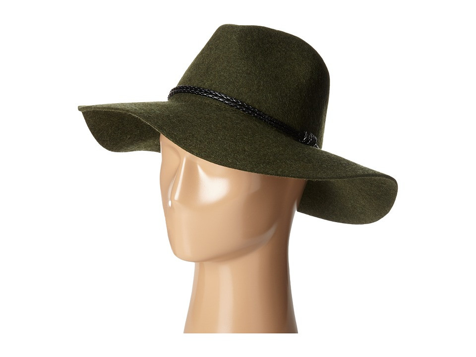 San Diego Hat Company - WFH8017 Floppy with Pinch Crown and Double Wrapped Faux Fur Leather Band (Forest Green) Caps | Zappos