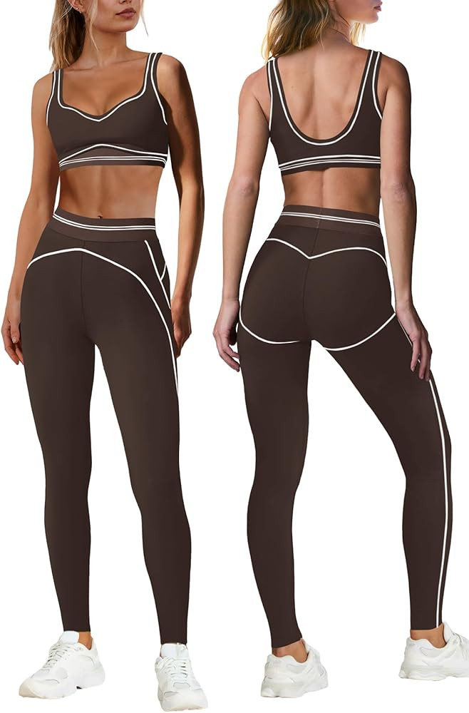 Nirovien Womens 2 Piece Workout Sets Athletic Yoga Sets Pilates Gym Outfits Butt Lifting Leggings... | Amazon (US)