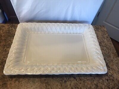 Tiffany & Co. Rectangular Basket Weave White Serving Dish Platter Tray | eBay US