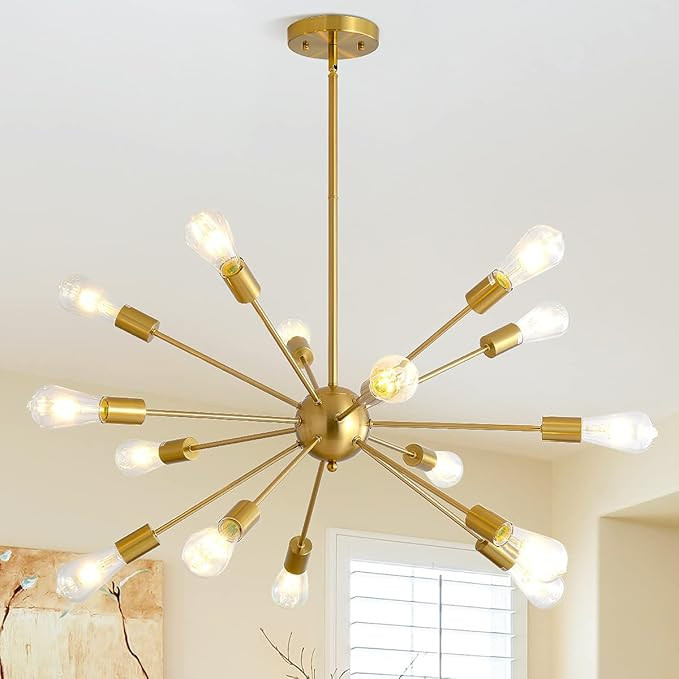 WFRDJSP Sputnik Chandeliers, Adjustable 15-Light Modern Chandelier, Anti-Rust Gold Light Fixture,... | Amazon (US)